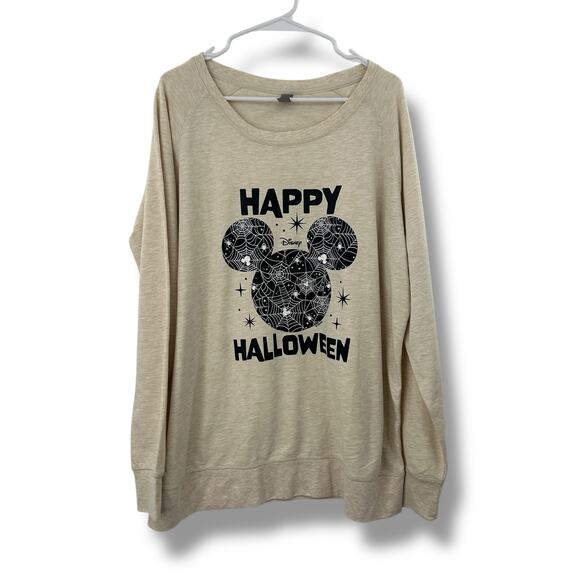 Macy's Disney Mickey Mouse Halloween Pullover Long Sleeve Heather Beige 2XW Top - Picture 2 of 7